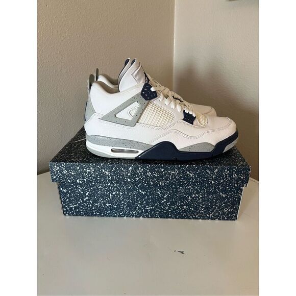 Jordan Other - Nike Air Jordan 4 Retro Midnight Navy Blue White Gray DH6927-140 Men's 12